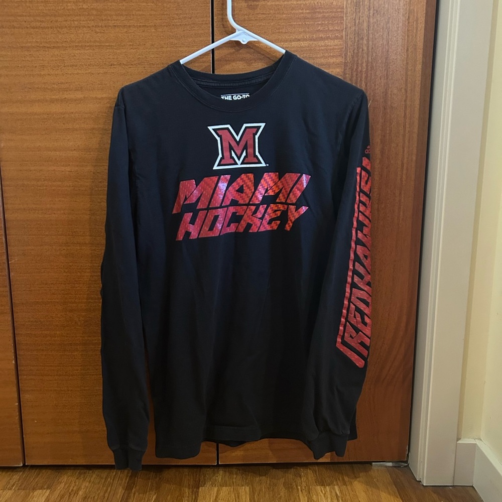 Miami Ohio Redhawks Hockey Black Long Sleeve Shirt